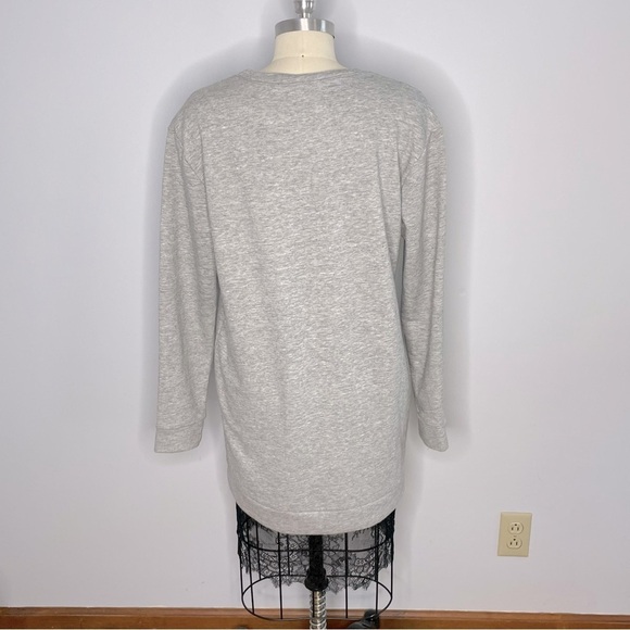 BCBGMAXAZRIA Gray Sweatshirt Dress with Lace Hemline- Size Medium - Picture 9 of 12